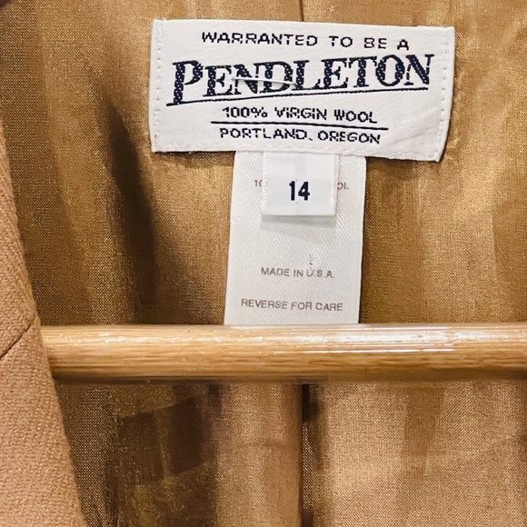 Gorgeous Pendleton Vintage 100% Virgin Wool Blazer Camel Jacket Women's 14 - Picture 3 of 9